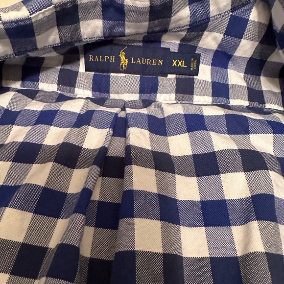 Ralph Lauren collared Button Down Blue White Checkered Short Sleeve Shirt XXL - Picture 5 of 12